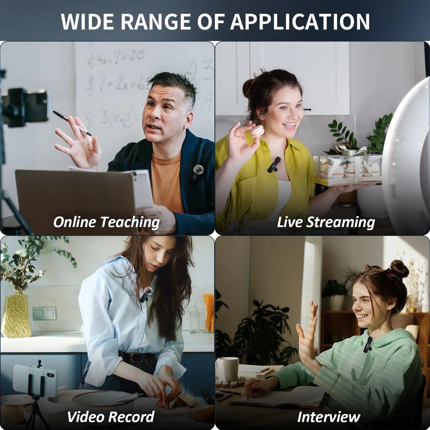 2-Pack Wireless Lavalier Clip-On Microphones